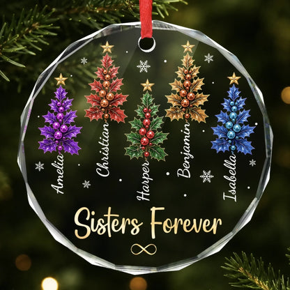 Custom Circle Glass Ornament - Personalized Best Friend Christmas Birthday Gifts For Women, Besties, Sisters, BFF - Together Makes Christmas Sweeter