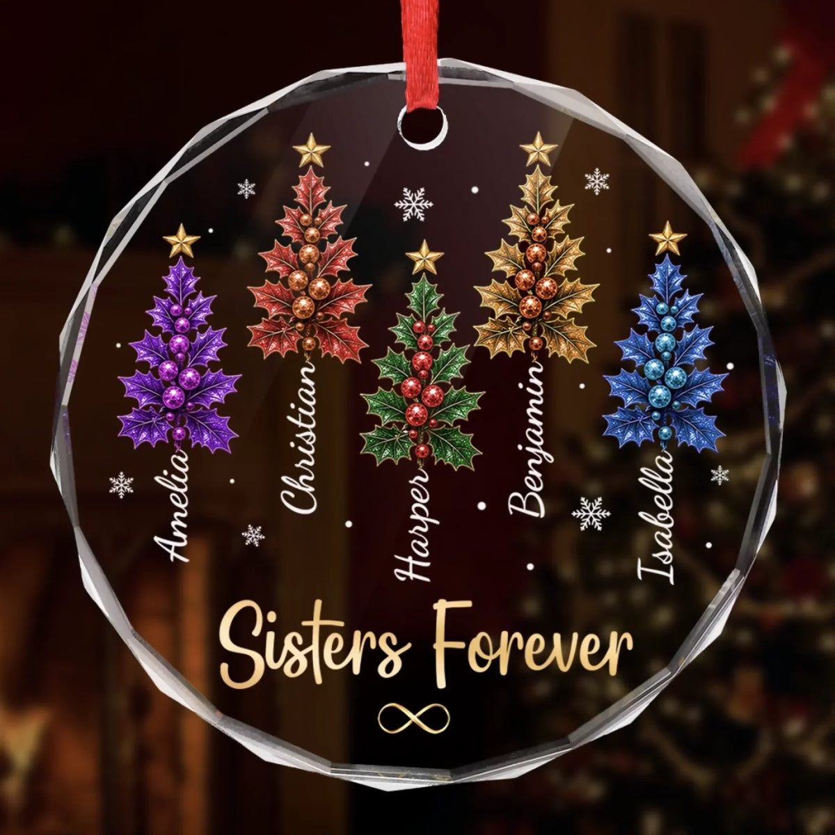Custom Circle Glass Ornament - Personalized Best Friend Christmas Birthday Gifts For Women, Besties, Sisters, BFF - Together Makes Christmas Sweeter