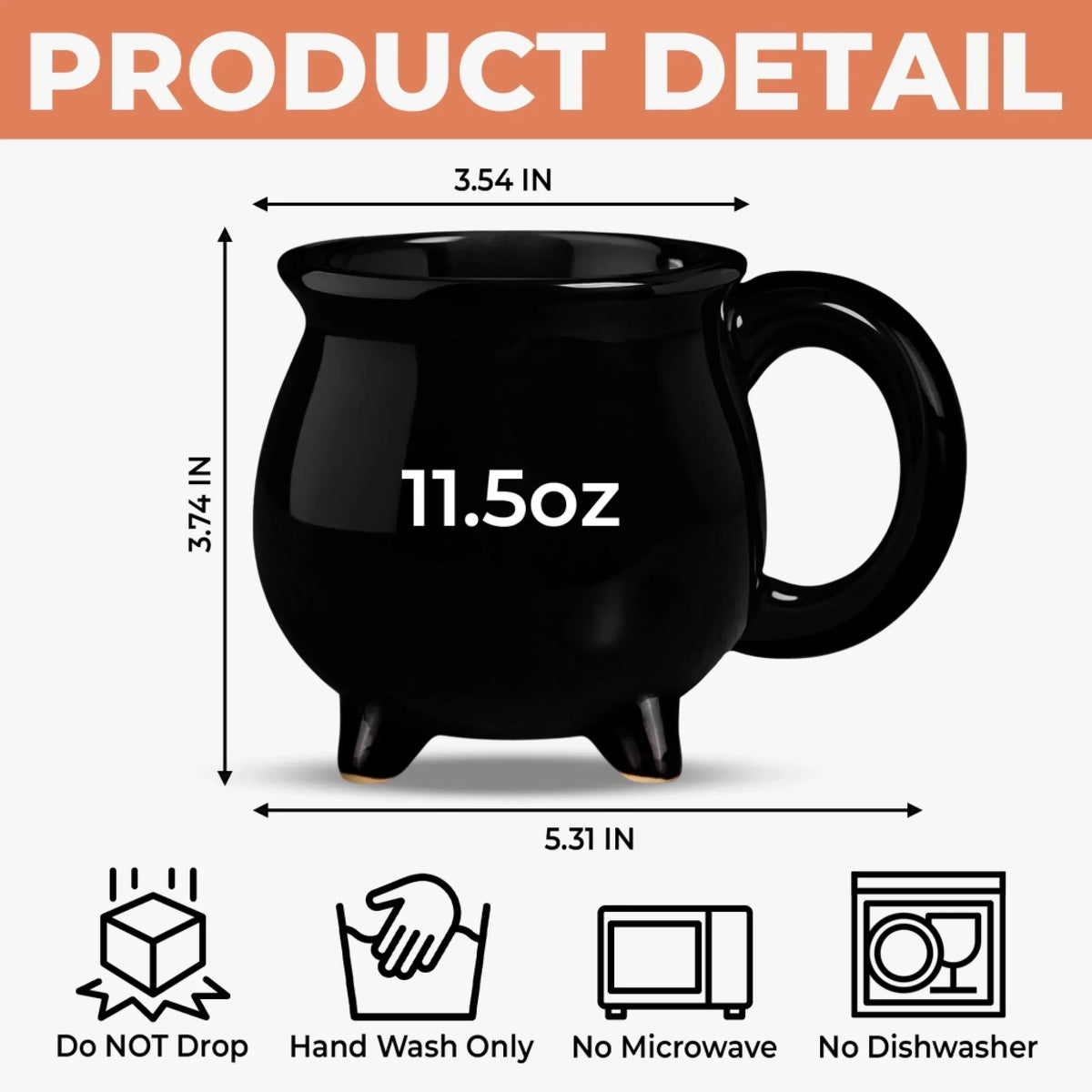 Custom Photo Witchy 12oz Ceramic Cauldron Coffee Mug - Personalized Halloween Gifts For Witch, Wife, Daughter, Besties, Sisters, Granddaughter, Grandma, Mom, Yourself - Fueled By Moonlight