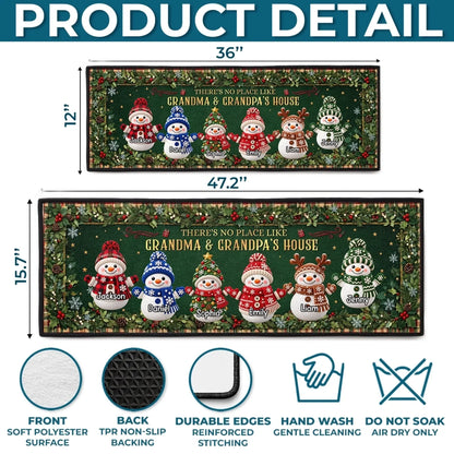 Custom Snowman Runner Rug - Personalized Christmas Birthday Gifts For Grandma, Grandpa - Making Memories Together