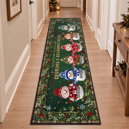 Custom Snowman Runner Rug - Personalized Christmas Birthday Gifts For Grandma, Grandpa - Making Memories Together