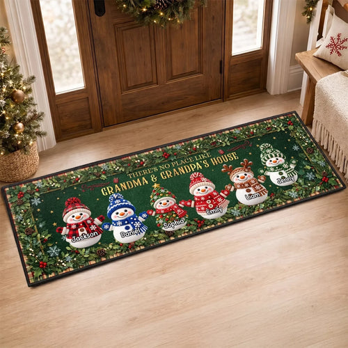 Custom Snowman Runner Rug - Personalized Christmas Birthday Gifts For Grandma, Grandpa - Making Memories Together
