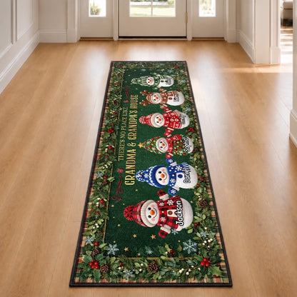 Custom Snowman Runner Rug - Personalized Christmas Birthday Gifts For Grandma, Grandpa - Making Memories Together