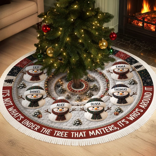 Custom Snowman Tree Skirt - Personalized Christmas Birthday Gifts For Mom, Dad, Brother, Sister - Warmest Wishes To Our Home