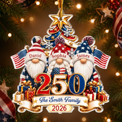 Custom Acrylic Ornament - Personalized America 250th Anniversary Christmas Gifts For Mom, Dad, Brother, Sister - Cherishing Every Family Moment