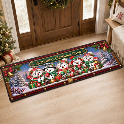 Custom Snowman Runner Rug - Personalized Christmas Birthday Gifts For Grandma, Grandpa - Home Is Where Christmas Is