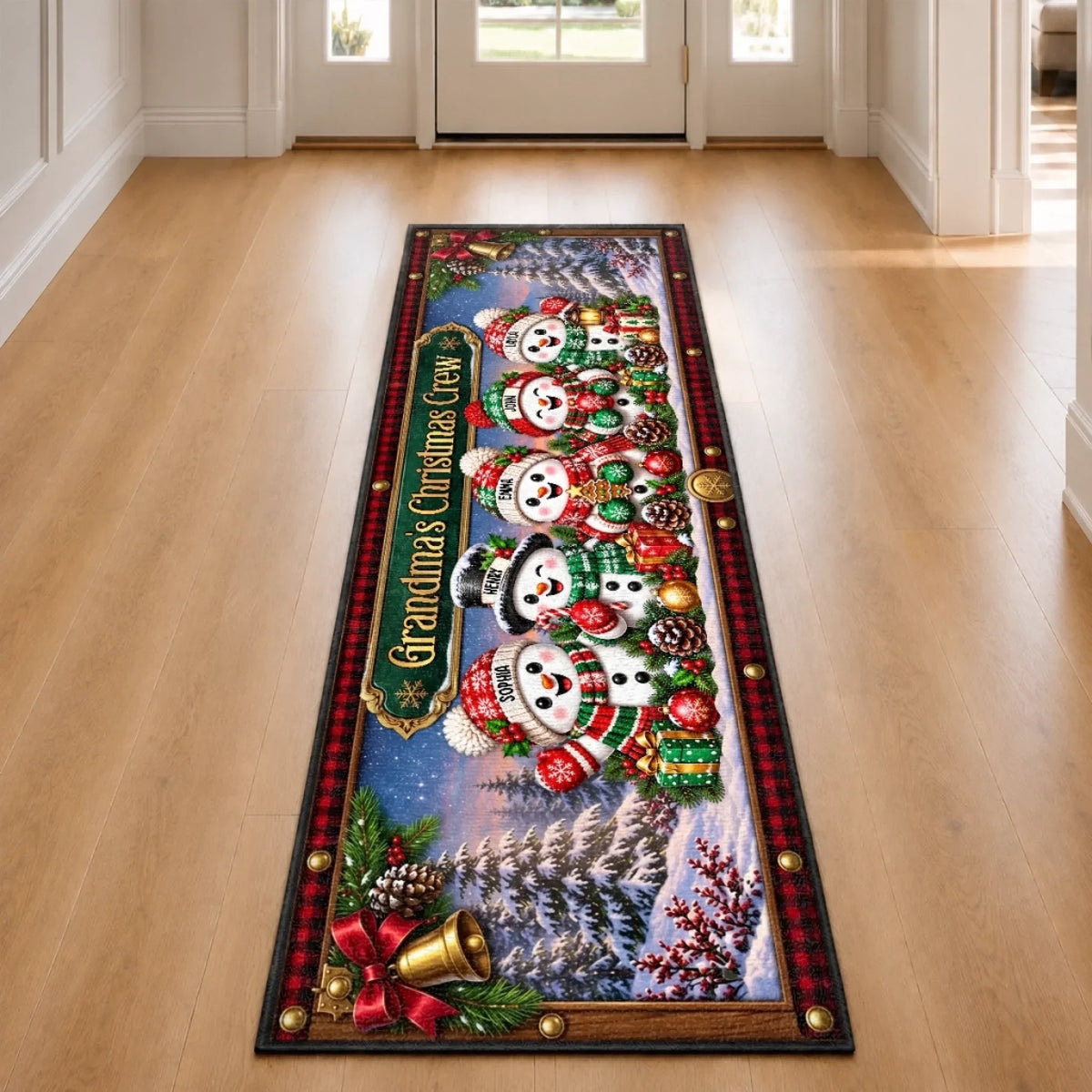 Custom Snowman Runner Rug - Personalized Christmas Birthday Gifts For Grandma, Grandpa - Home Is Where Christmas Is
