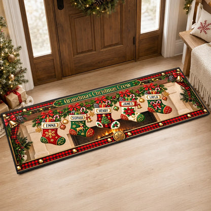 Custom Stocking Runner Rug - Personalized Christmas Birthday Gifts For Grandma, Grandpa - Stockings Full Of Love