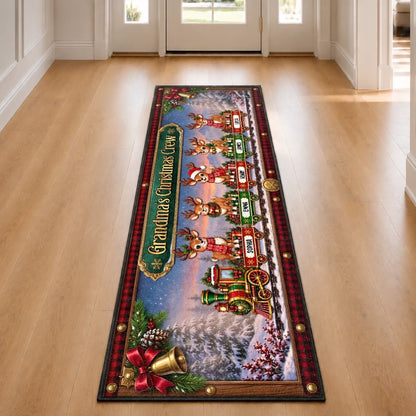 Custom Reindeer Runner Rug - Personalized Christmas Birthday Gifts For Grandma, Grandpa - Festive Family Journey Begins