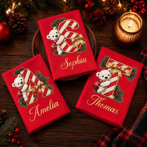 Custom Cotton Napkin - Personalized Christmas Birthday Gifts For Mom, Dad, Brother, Sister - Have A Beary Merry Christmas