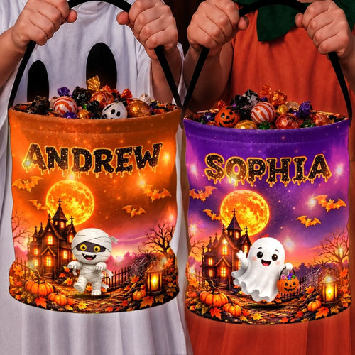 Custom LED Light Bucket Bag - Personalized Halloween Birthday Gifts For Kids - Gimme All Your Sweet Candy