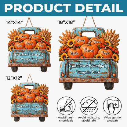 Custom Pumpkin Wood Sign - Personalized Birthday Gifts For Grandma, Grandpa - Fall Is Better Together