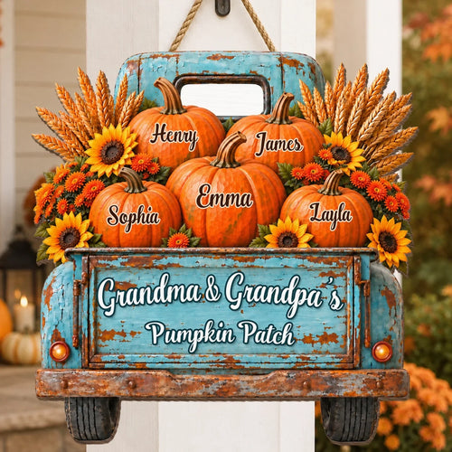 Custom Pumpkin Wood Sign - Personalized Birthday Gifts For Grandma, Grandpa - Fall Is Better Together
