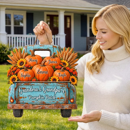 Custom Pumpkin Wood Sign - Personalized Birthday Gifts For Grandma, Grandpa - Fall Is Better Together