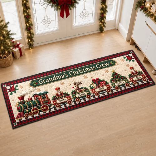 Custom Runner Rug - Personalized Christmas Birthday Gifts For Grandma, Grandpa - Festive Family Journey