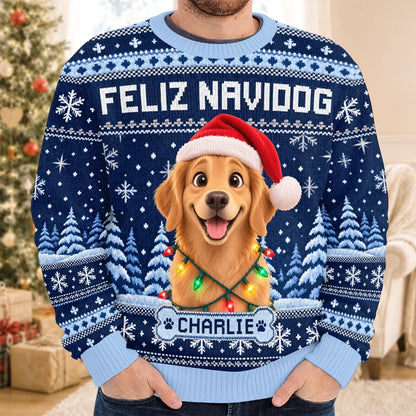 Custom Photo Ugly Sweatshirt - Personalized Christmas Birthday Gifts For Dog Cat Lovers, Dog Dad And Mom, Cat Owners - Jingle Paws All The Way