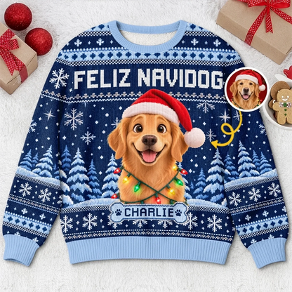 Custom Photo Ugly Sweatshirt - Personalized Christmas Birthday Gifts For Dog Cat Lovers, Dog Dad And Mom, Cat Owners - Jingle Paws All The Way