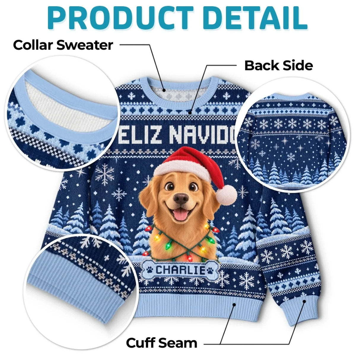 Custom Photo Ugly Sweatshirt - Personalized Christmas Birthday Gifts For Dog Cat Lovers, Dog Dad And Mom, Cat Owners - Jingle Paws All The Way