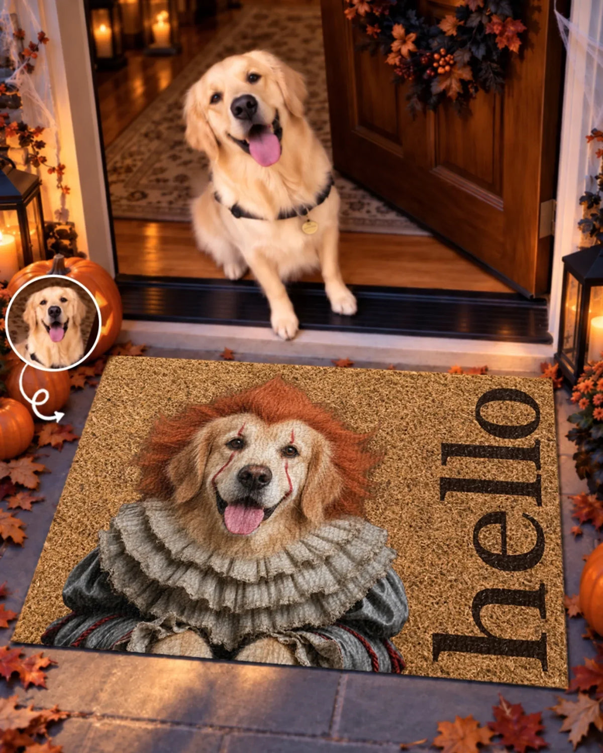 Custom Photo Home Decor Decorative Mat - Personalized Halloween Decor Birthday Gifts For Dog Cat Lovers, Dog Dad And Mom, Cat Owners - Trick Or Treat, Furrreal