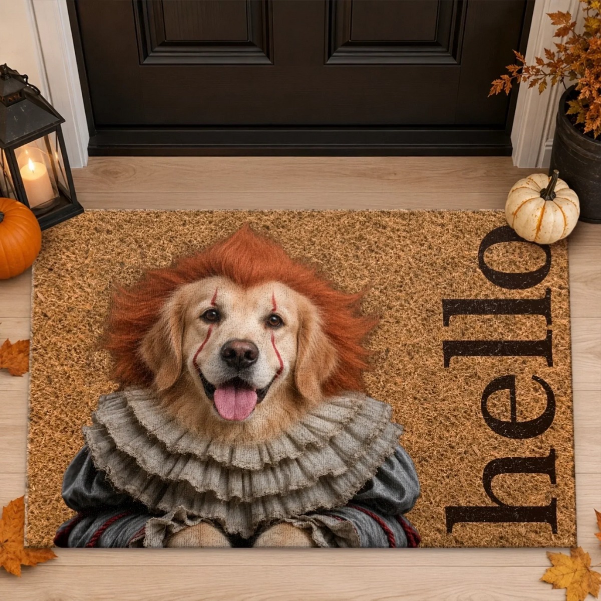 Custom Photo Home Decor Decorative Mat - Personalized Halloween Decor Birthday Gifts For Dog Cat Lovers, Dog Dad And Mom, Cat Owners - Trick Or Treat, Furrreal