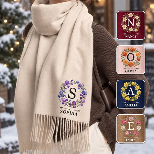 Custom Tassel Scarf - Personalized Christmas Birthday Gifts For Wife, Daughter, Besties, Sisters, Granddaughter, Grandma, Mom, Yourself - Cozy, Loved And Warm