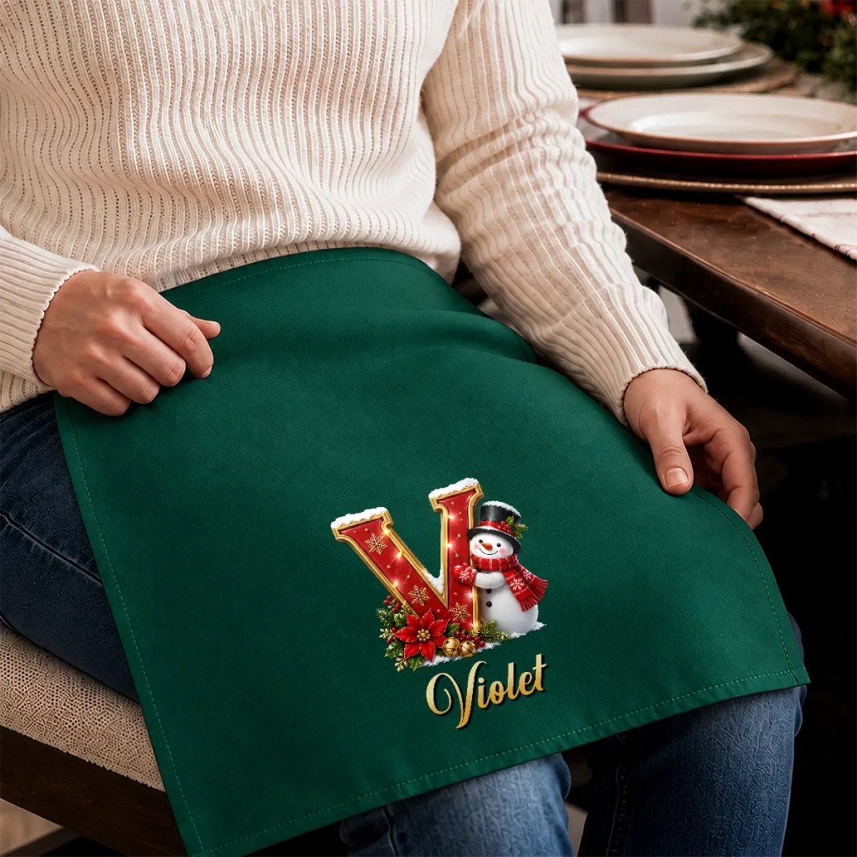 Custom Snowman Cotton Napkin - Personalized Christmas Birthday Gifts For Mom, Dad, Brother, Sister - Sparkle Shine Celebrate copy