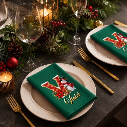 Custom Snowman Cotton Napkin - Personalized Christmas Birthday Gifts For Mom, Dad, Brother, Sister - Sparkle Shine Celebrate copy