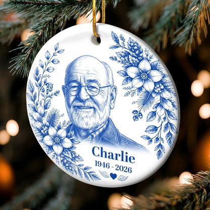 Custom Photo Ceramic Ornament - Personalized Christmas Memorial Sympathy Gifts For Loss Of Mom, Dad - Your Memory Lives On Forever