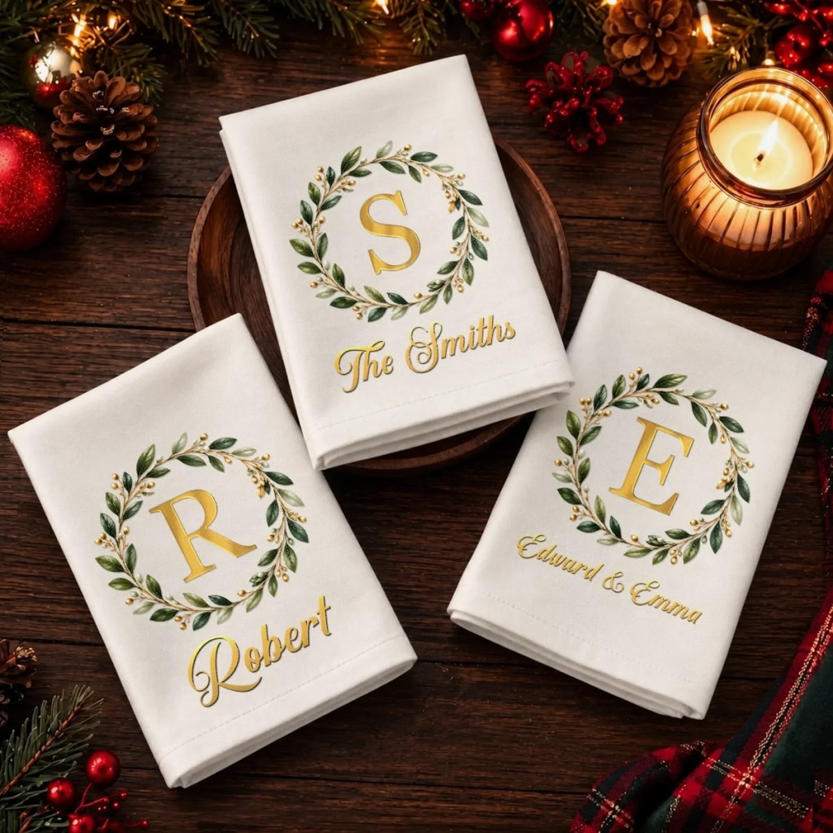 Custom Cotton Napkin - Personalized Christmas Birthday Gifts For Mom, Dad, Brother, Sister - Holiday Joy Starts Here