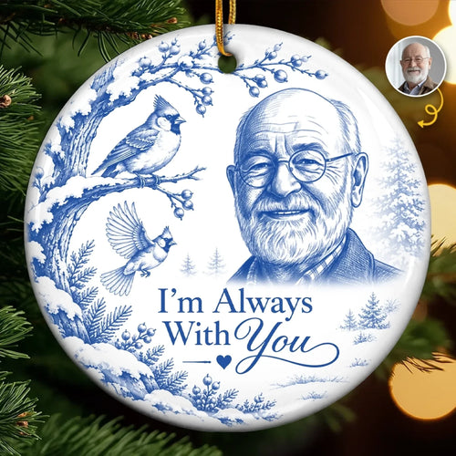 Custom Photo Ceramic Ornament - Personalized Christmas Memorial Sympathy Gifts For Loss Of Mom, Dad - Peaceful Hearts Living In Love