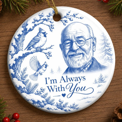 Custom Photo Ceramic Ornament - Personalized Christmas Memorial Sympathy Gifts For Loss Of Mom, Dad - Peaceful Hearts Living In Love