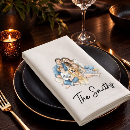 Custom Photo Cotton Napkin - Personalized Christmas Birthday Gifts For Mom, Dad, Brother, Sister - Cozy Cheer And Winter Magic