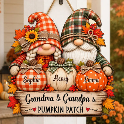 Custom Pumpkin Wood Sign - Personalized Birthday Gifts For Grandma, Grandpa - Rooted In Family Love