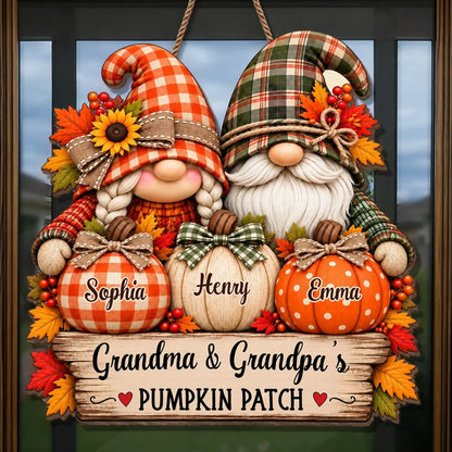 Custom Pumpkin Wood Sign - Personalized Birthday Gifts For Grandma, Grandpa - Rooted In Family Love