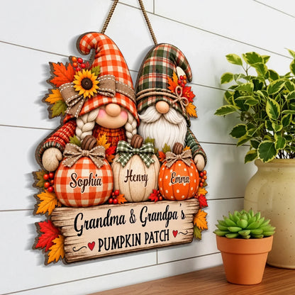 Custom Pumpkin Wood Sign - Personalized Birthday Gifts For Grandma, Grandpa - Rooted In Family Love
