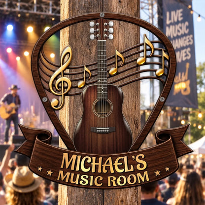 Custom Shaped Metal Sign - Personalized Birthday Gifts For Guitar Lovers, Husband, Son, Grandson, Brother, Grandpa, Dad, Yourself - Play It Loud