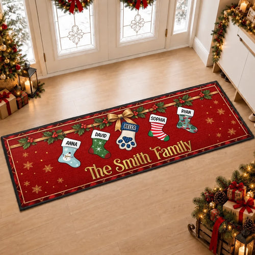 Custom Stocking Runner Rug - Personalized Christmas Birthday Gifts For Mom, Dad, Brother, Sister - Home Filled With Sweet Memories