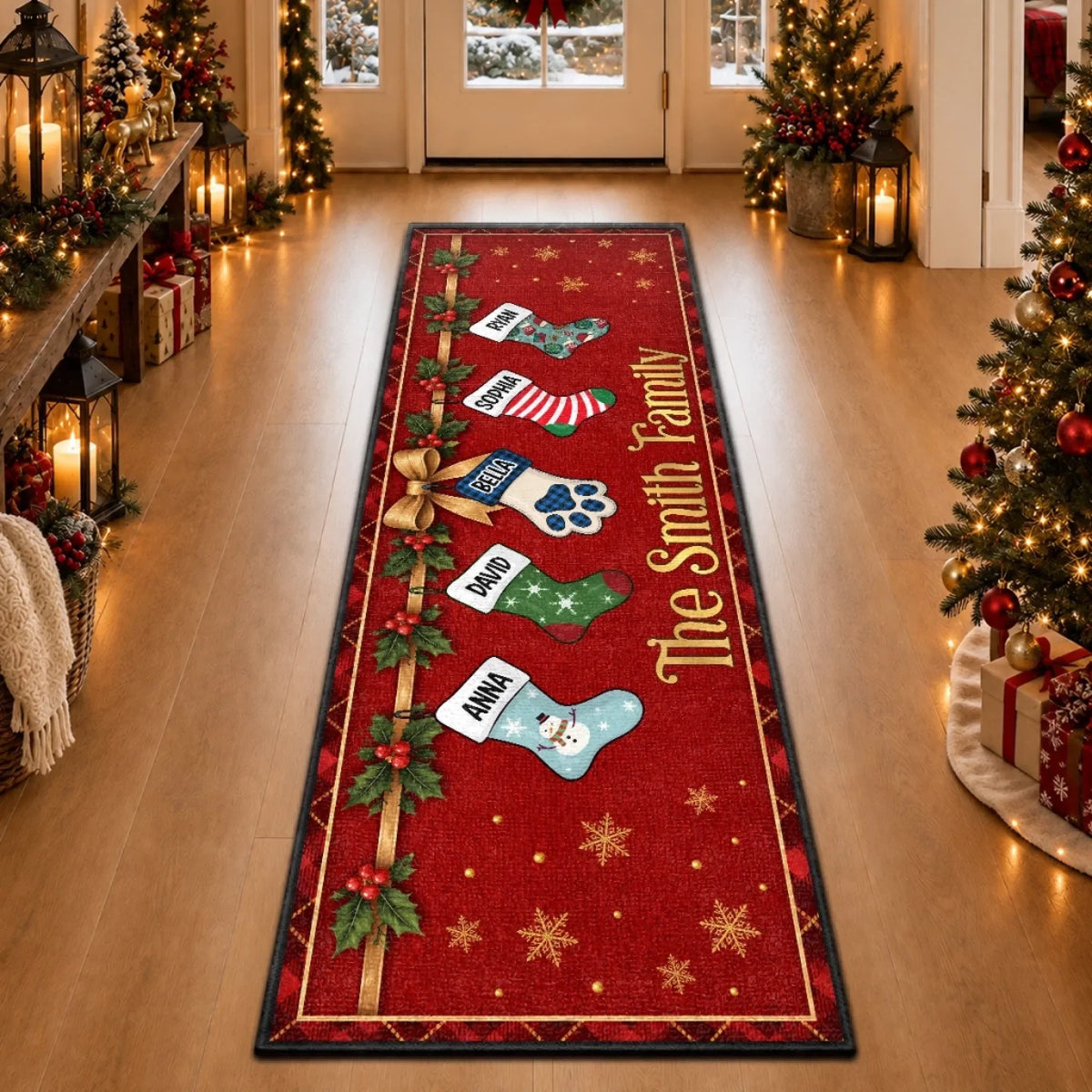 Custom Stocking Runner Rug - Personalized Christmas Birthday Gifts For Mom, Dad, Brother, Sister - Home Filled With Sweet Memories