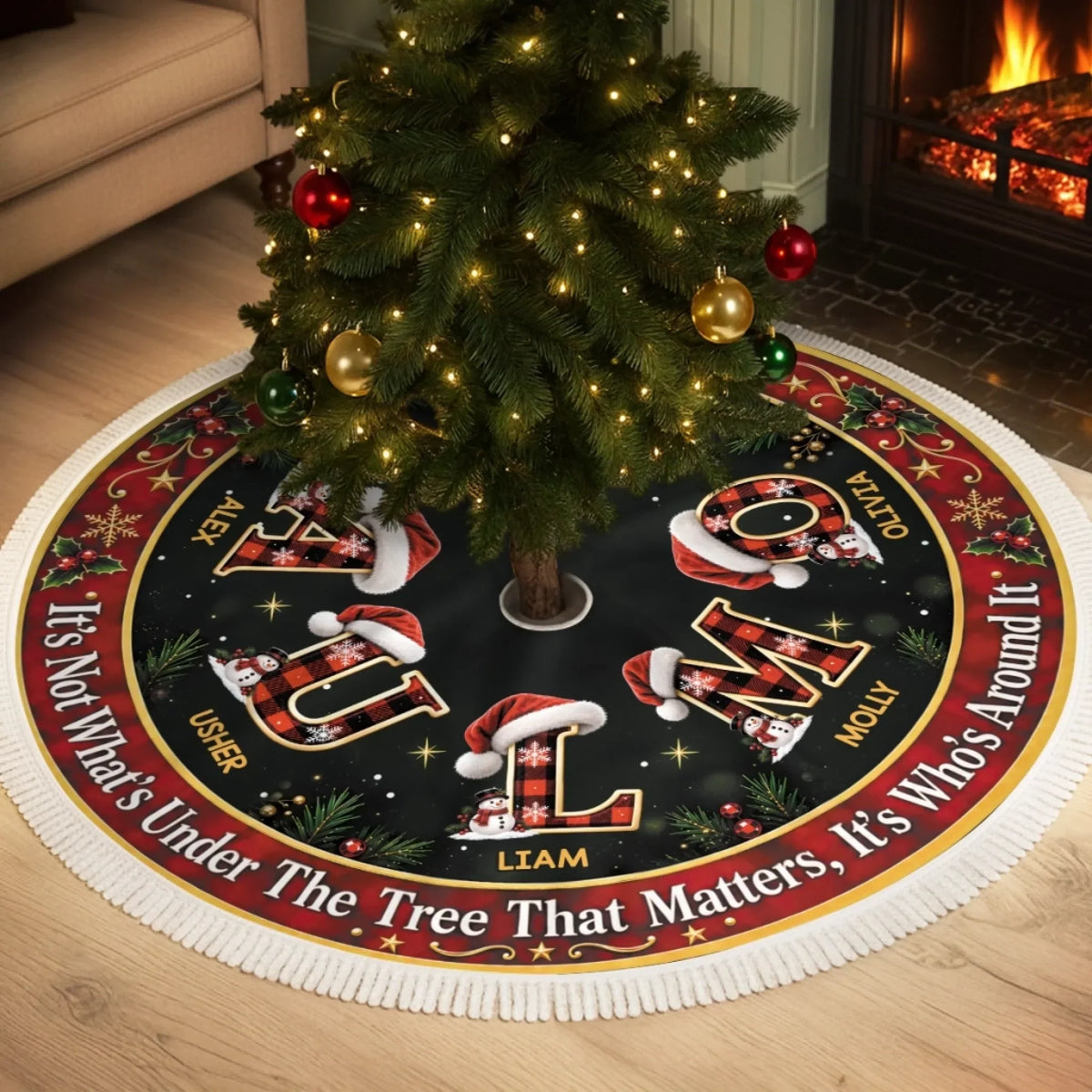 Custom Tree Skirt - Personalized Christmas Birthday Gifts For Mom, Dad, Brother, Sister - A Season Of Family Joy