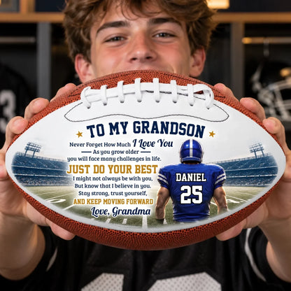 Custom Leather Football - Personalized Birthday Gifts For Son, Grandson, America Football Lovers, Sports Fans, Sports Lovers - All Heart On Game Day