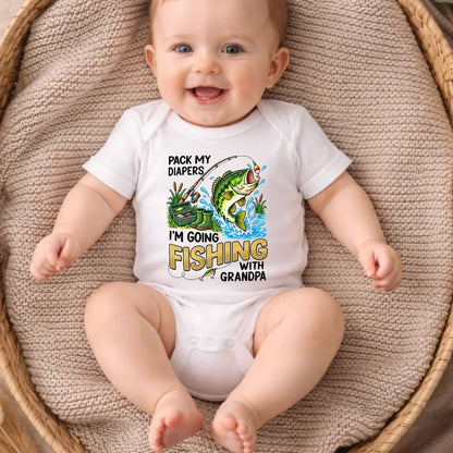 Custom Baby Onesie - Personalized Baby Shower, Gender Reveal Gifts For New Moms, New Dads, New Parents - Pack My Diapers Going Fishing