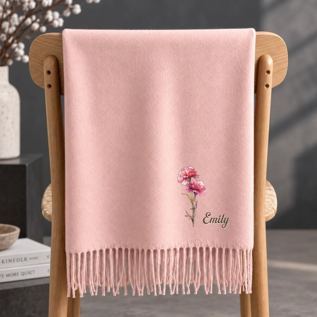 Custom Tassel Scarf - Personalized Christmas Birthday Gifts For Wife, Daughter, Besties, Sisters, Granddaughter, Grandma, Mom, Yourself - Born To Blossom