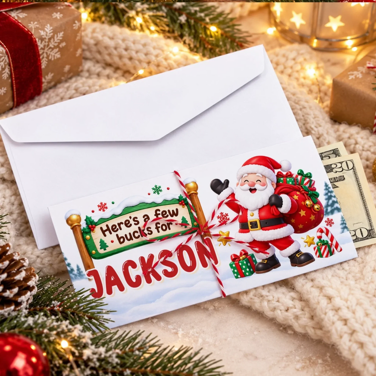 Custom Money Envelop - Personalized Christmas Birthday Gifts For Kids - Jolly Little Joy
