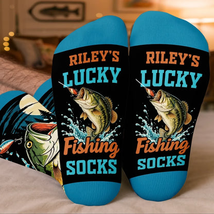 Custom Crew Socks - Personalized Birthday Fishing Gifts For Fisherman - Catching Big Fish Every Time