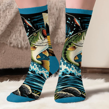 Custom Crew Socks - Personalized Birthday Fishing Gifts For Fisherman - Catching Big Fish Every Time