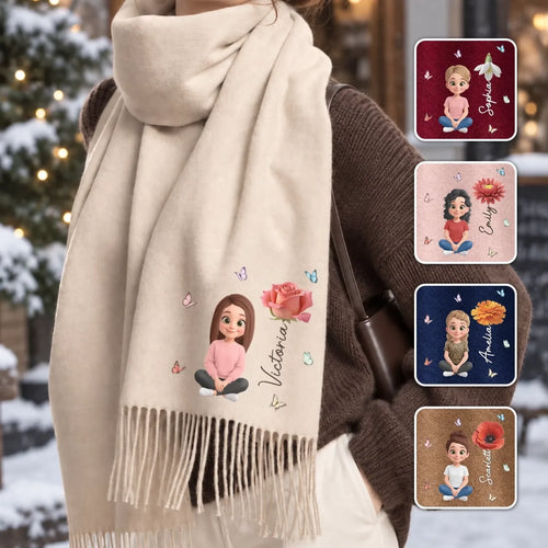 Custom Tassel Scarf - Personalized Christmas Birthday Gifts For Wife, Daughter, Besties, Sisters, Granddaughter, Grandma, Mom, Yourself - Beauty In Every Bloom