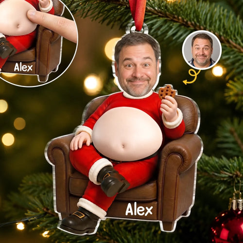 Custom Photo Squishy Acrylic Ornament - Personalized Christmas Birthday Gifts For Husband, Son, Grandson, Brother, Grandpa, Dad, Yourself - Big Belly Full Of Joy