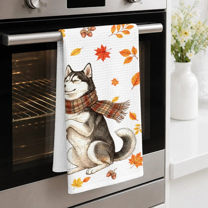 Custom Photo Kitchen Towel - Personalized Birthday Gifts For Dog Cat Lovers, Dog Dad And Mom, Cat Owners - Paws In The Leaves