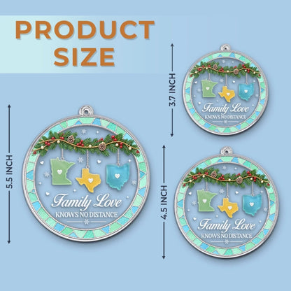 Custom Long Distance Acrylic Ornament - Personalized Christmas Birthday Gifts For Mom, Dad, Brother, Sister - Love Connects Us Every Day