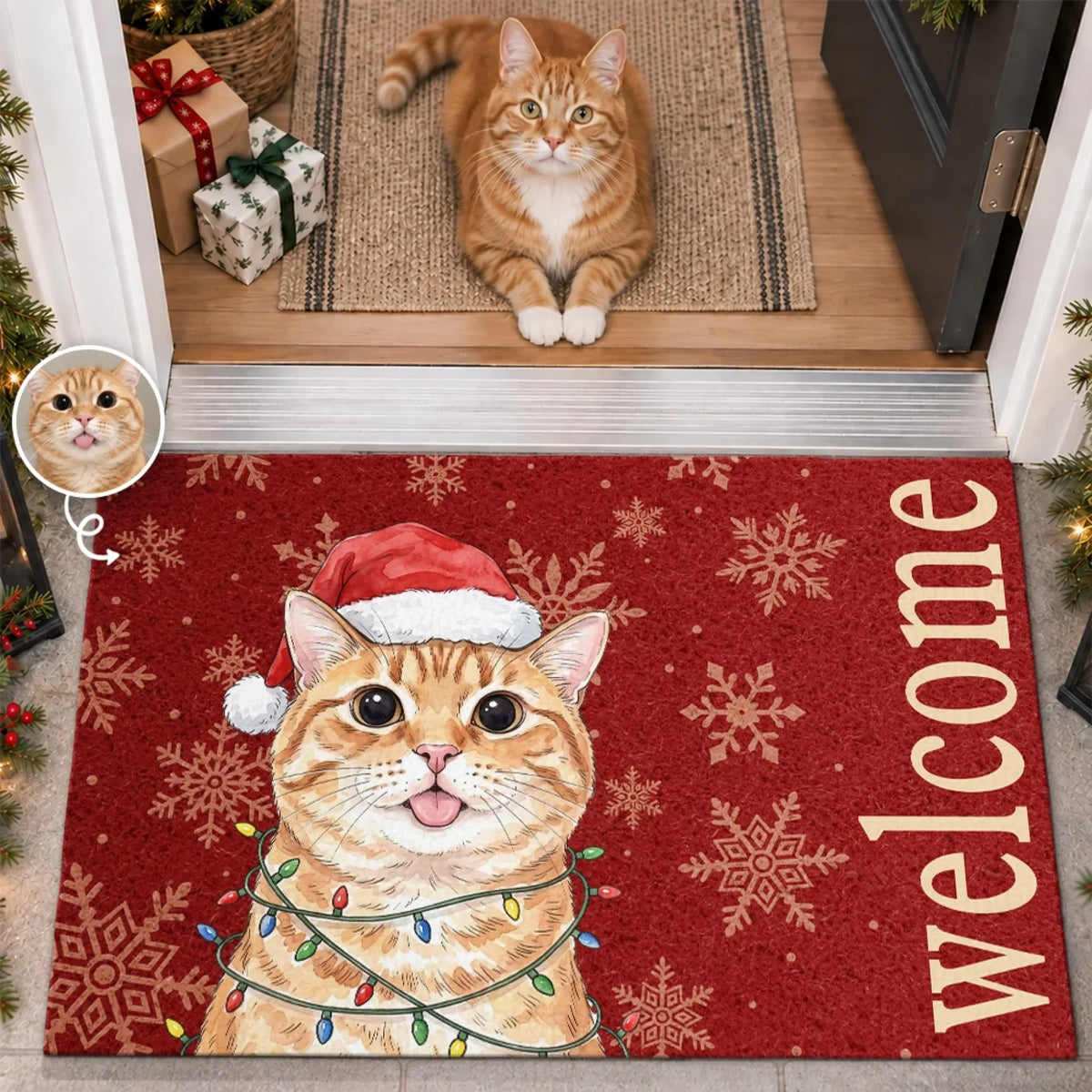 Custom Photo Home Decor Decorative Mat - Personalized  Christmas Birthday Gifts For Dog Cat Lovers, Dog Dad And Mom, Cat Owners - No Entry Without A Paw Check